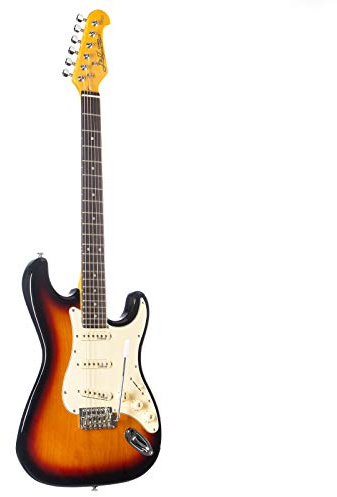 J & D ST VS E-Gitarre, elektrische Gitarre mit Single Coil Tonabnehmer, Electric Guitar in Vintage-Style Sunburst, Einsteiger Gitarre