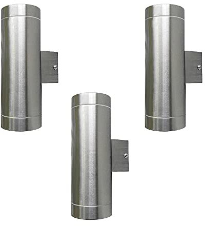 Dapo 3x hochwertige Edelstahl-Außen-Wand-Leuchte BERGEN up & down 2 x GU10 Leuchtmittel nicht inkl. IP44