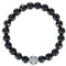 MetJakt Natürliche 8 mm Edelsteine Heilung Crystal Stretch Perlen Armband Armreif mit 925 Sterling Silber Double Happiness Anhänger (schwarz Onyx)