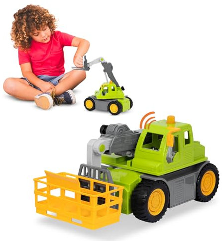 Driven by Battat - Chariot élévateur télescopique - 43 cm - Jouet de Camion de Construction avec Bras de Grue Extensible - Lumières et Sons - Jouet pour garçons et Filles, 3 Ans Plus