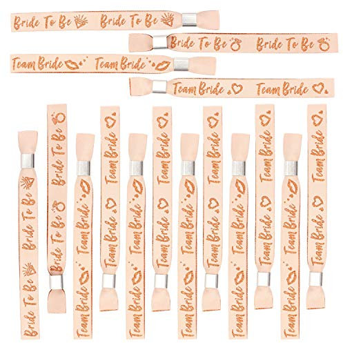 HOWAF 16 Set JGA Armbänder, 14 Team Braut JGA Armbänder + 2 x Braut Armbänder Rose Gold für Junggesellinnenabschied deko JGA Accessoires Frauen