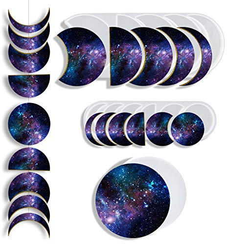 SUPGOMAX 3 stampi in resina a fase lunare con stampi in silicone a mezzaluna, stampi in resina epossidica di luna piena, decorazione fai da te, educazione per bambini