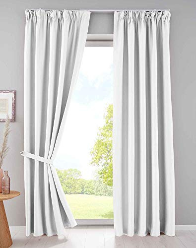Gardinenbox 2er Set Verdunkelungsvorhänge Blickdicht »Newyork« verdeckte Schlaufen Weiß HxB 225x295 cm Thermo-Gardine Blackout schalldämmend ÖKOTEX Kräuselband, 202020610-2