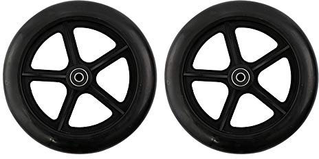 SSCYHT 2 Stück 190mm Rollerräder mit Lagern für Erwachsene Tretroller 7,5 Scooter Ersatzräder (Schwarz)