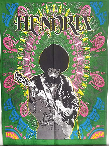 ICC Jimi Hendrix Guitar Poster 30 x 40 cm Dekoration Jimmie Hendrix Classic Rock Legend Musik Bohemian Psychedelic Hippie Tapisserie (grün)