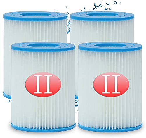 Denkmsd Cartuccia Filtro Tipo II per Bestway Pompa della Piscina, Cartuccia Filtro Sostituzione per Bestway 58094, capacità: 2006/3028 lt/Ora (4 pz)