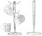 Royal Cuisine, Accents Kitchen Roll Holder and Mug Tree Set, Silver, 14 x14 x35 cm