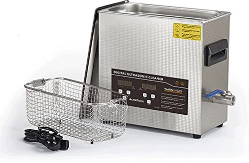 NICETOW Detergente ad ultrasuoni da 180 W, Lavatrice per Bagno ultrasonico Sonico da 6 Litri con Timer Digitale e riscaldatore, per Anelli di Gioielli Orologi Dentiere per Occhiali