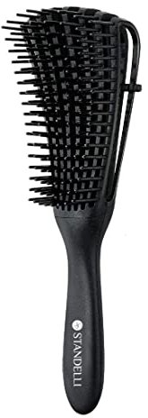 Standelli Haarbürste ohne Ziepen, Entwirrungsbürste, schwarze Detangler Bürste für Naturhaar, Afro Haare, verworrenes, welliges und lockiges Haar, Detangling Hair Brush, Anti Ziep Entwirrbürste