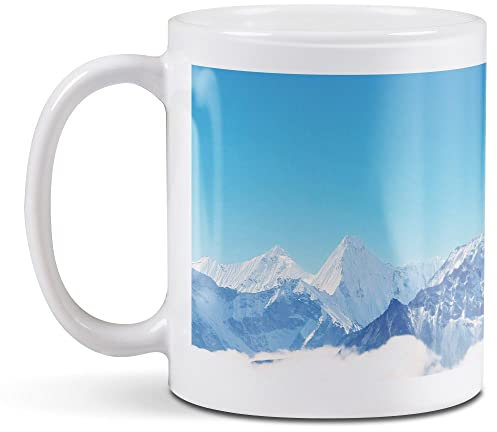 1 x 11oz (284ml) White Ceramic Mug Cup - Snowy Mount Everest Mountaineering Design for Coffee Tea Drinks Kitchen Birthday Office Fun #15689