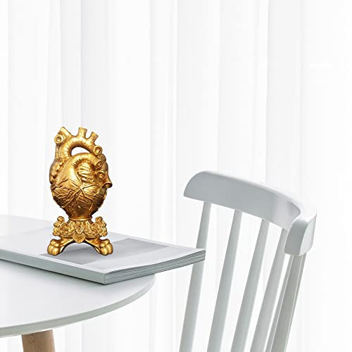Arts Home Kreatives Herz Anatomisch angepasstes Harz für Blumen Desktop-Dekoration Vasen Geformte Vase Skulptur Dekoration & Aufhänger Schreibtisch Gadgets (Gold, One Size)