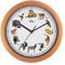 SELVA Tieruhr, Wanduhr, mit Tierlauten zu jeder Stunde und farbenfrohe Illustrationen, Gehäuse aus Kunststoff, Holzoptik, Farbe:Zoo