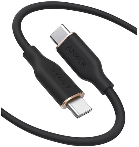 Anker PowerLine III Flow, Câble USB C vers USB C 100 W 0,9 m, câble de charge USB 2.0 de type C, charge rapide pour MacBook Pro 2020, iPad Pro 2020, iPad Air, iPad Mini 6, Pixel, Switch | Noir