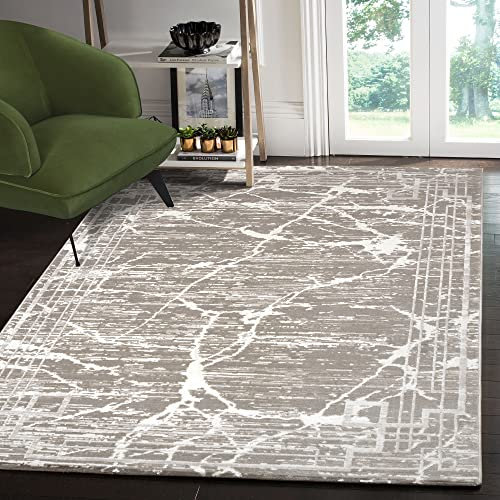 SANAT Teppiche für Wohnzimmer - Harmony - Kurzflor Teppich, Geeignet für Flur, Esszimmer, Schlafzimmer, Küche und Kinderzimmer Öko-Tex 100 Zertifizier - Liner-Braun, 120X160 cm