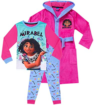 Disney Girls Pyjamas and Dressing Gown Set Encanto Pink 10-11 Years