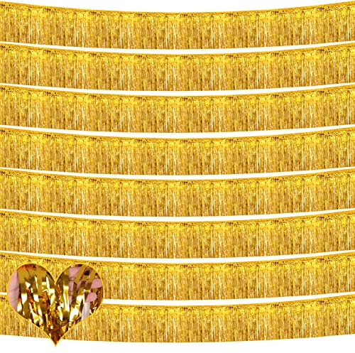 10 Stück 3 m Goldfolie Fransen Girlande Metallic Quaste Banner Wandbehang Lametta Luftschlangen Hintergrund für Parade Floats, Junggesellinnenabschied, Halloween, Weihnachten Party Dekorationen