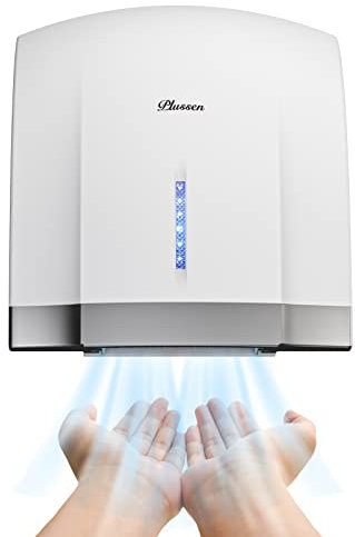 PLUSSEN SéChoir à Main Automatique Compact, Brosse à Vent à Grande Vitesse De 1800w, SéChoir à Main éLectrique Mural - 1,8m / S Vitesse du Vent, SéChoir à Main à Grande Vitesse (Blanc-1003)