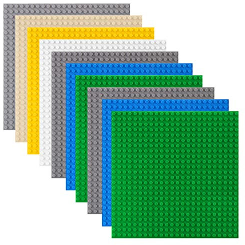 shineFinder 10 baseplate Set Building board Compatible with Lego, 7.5x7.5, Base Plates with 24 x 24 studs, Construction Toy for Children (10 Pieces)