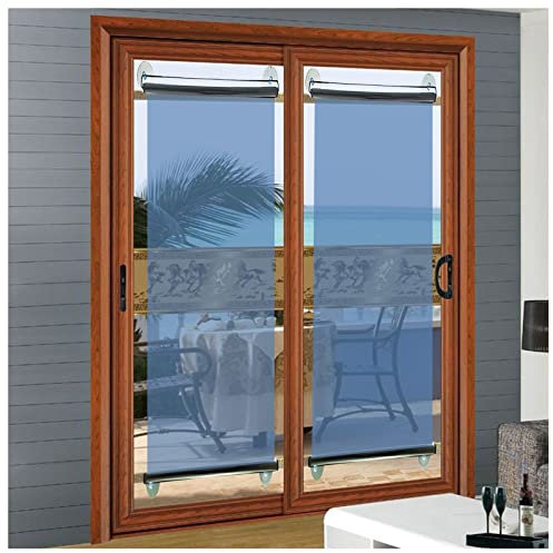 Stores Enrouleurs 2 Pièces Sans Punch Portatif Pare-soleil Pour Porte Vitrée Fenêtre Miroir Sans Tain & Transparent Volet Roulant Avec Ventouses, Bureau Salon Boutique ( Color : Blue , Size : 29x59/