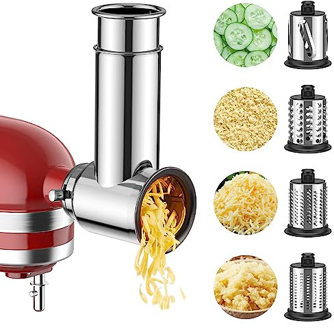 Edelstahl Slicer Shredder Aufsatz für KitchenAid Standmixer, Salatmaschine mit Gemüseschneider, Salatbereiter, Mahlpulver, Käsereibe von Cofun