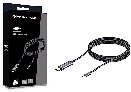 Conceptronic ABBY10G USB-C-auf-HDMI-Kabel, Stecker auf Stecker, 4K60Hz