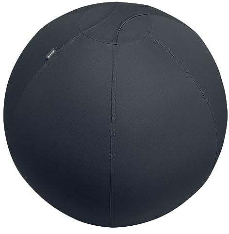 Leitz Ergo Active Sitzball mit Anti-Wegroll-Funktion, Ergonomische Alternative zum Bürostuhl, Gymnastikball, 75 cm Durchmesser, Stoffbezug, Für Büro oder Home Office, Ergo-Serie, Dunkelgrau, 65430089