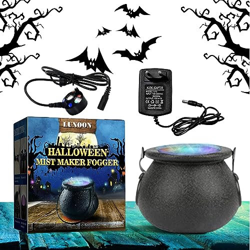Voiakiu Machine à Brouillard d'halloween, Brumisateur Eau Fontaine, Smoke Fog Machine Brume Diffuseur, LED Chaudron Sorcière Halloween Appareil À Fumée Couleur Changeante Prop