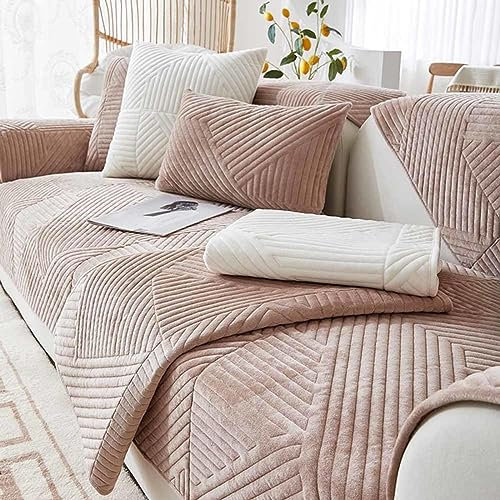 Racib Sofa Überzug Samt Ecksofa L Form, Sofabezug Sofabezug rutschfest Plüsch, Couch Überzug u Form Sofaüberwurf rutschfest, Sofaschoner Hund Sofadecken Für Sitzfläche,1-90x160cm