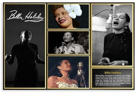 THEGIS Billie Holiday Leinwand-Poster, Wandkunst, Dekordruck, Bild, Gemälde für Wohnzimmer, Schlafzimmer, Dekoration, ungerahmt, 30 x 45 cm