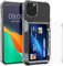 kwmobile Hülle kompatibel mit Apple iPhone 12 / iPhone 12 Pro Hülle - Handyhülle mit Kartenfach - Kunststoff Hard Case in Transparent