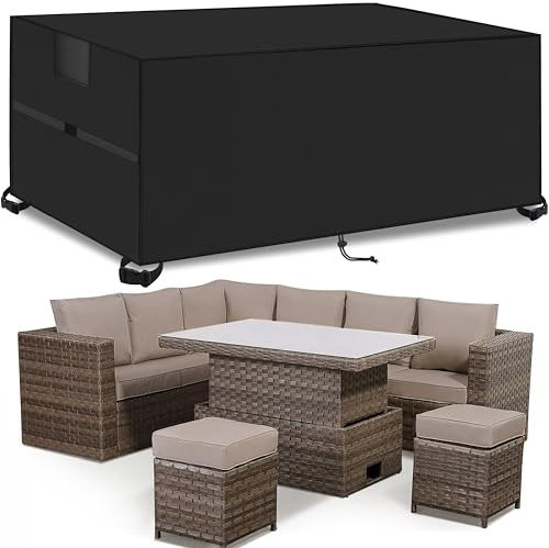 Outdoor Garden Furniture Covers,250*250*90cm,Waterproof with Air Vent, 420D Heavy Duty Oxford Fabric,Patio Furniture Cover for outside Rectangle,Rectangular Table and Chair Set, Rattan Furniture Set