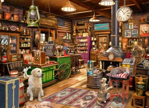 General Store Jigsaw Puzzle 1000 Piece by Vermont Christmas Company - Fully Interlocking & Randomly Shaped Pieces - 26 5/8 x 19 1/4