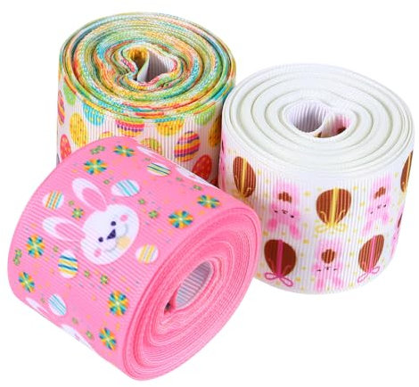 Tofficu Bastelband mit Osterhasen-eiern 3 Rollen Geschenkband Zum Verpacken Von Geschenkdekorationen