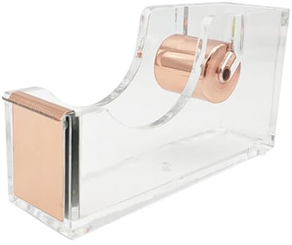 Klebebandspender aus Acryl, Tischabroller Tape Abroller, Transparent Klebebandabroller für Schreibtische, Schule, Zuhause, Rosa