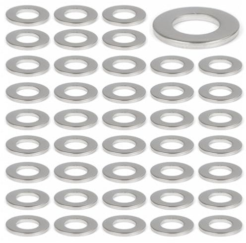 OUDQFCJ 50 pcs arandelas de acero inoxidable arandelas redondas arandelas planas de acero inoxidable 304 para tornillos pernos y elementos de fijación