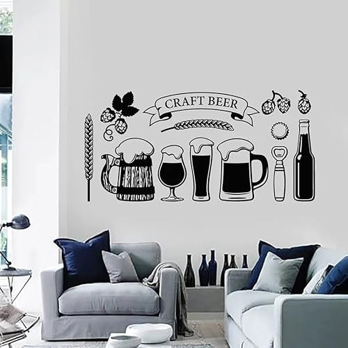 Craft Beer Wall Decal Glass Cup Drink Pub Interior Decor Vinyl Window Sticker Beer Art Mural Ornament 42x85cm
