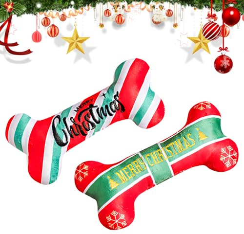 2 Stück Weihnachten Kauen Hundespielzeug Bootsform Squeak Plum Spielzeug für Hunde Unzerstörbar Weihnachten Interaktives Hundespielzeug Weihnachten Quietschende Hundespielzeug für alle Hunde (B)