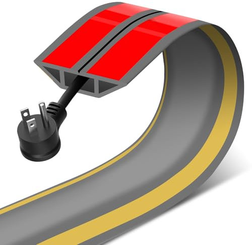 Floor Cable Cover, 1 Meter Self Adhesive Cable Protector Rubber Wire Cover Cable Covers for Wires Floor, Floor Cable Tidy Cord Channels, Grey