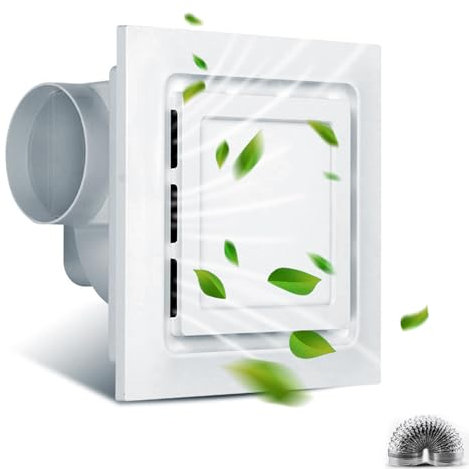 TOYOUSEA Bathroom Exhaust Fan with LED Light 145CMF 2.0 Sones 35W Ceiling Mount Ventilation Fan, 1500lm LED Light 6000K Bathroom Fan Light Combo