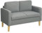 HOMCOM Sofa 2 Sitzer klein Couch mit Armlehne, Stauraum, modern Polstersofa mit Cordoptik, Holzbeine, Kissen, Loungesofa für Wohnzimmer, Schlafzimmer, 117 x 63 x 79 cm, Hellgrau
