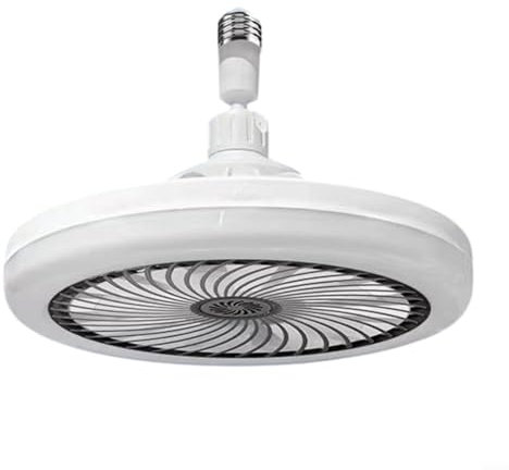 UTTASU Deckenventilator mit Fernbedienung, 25,4 cm (10 Zoll), leise, 3 Geschwindigkeiten, E27-Glühbirne, Timer und 3-Farbtemperatur, weißer energiesparender Ventilator für Schlafzimmer/Küche (C)