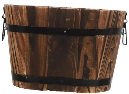 LOVIVER Fioriera a Botte di Legno con Foro di drenaggio Decorativo Contenitore di Piante rustiche multifunzionali per Camera da Letto da Cucina, Size L