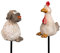 1 Stück Blumenstecker Gartenstecker Schaf oder Huhn aus Steinzeug matt + glänzend kombiniert und handbemalt