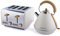 Hamilton Beach Kettle and Toaster Set, Scandi, Electric Pyramid Kettle 1.7L, Wide Slot Toaster 4 Slice, Boil Dry Protection, 6 Variable Browning Levels, Cream - HB0202MCST