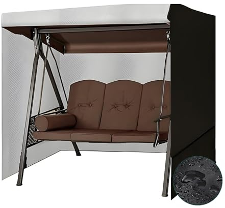 WFXXZL Outdoor Swing Cover, Waterproof Wind Resistant Large Swing Chair Cover Swing Chair Canopy 210D Oxford Cloth Furniture Protector for Swings, Benches(Black)