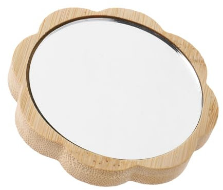 Ipetboom Miroir de Maquillage Bois Portable Miroir Compact pour Main Miroir de Voyage et Créatif pour Retouches Maquillage à Tout Moment