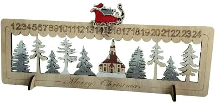 Gcljlmy Weihnachts-Adventskalender-Ornament, 24 Tage, 2024, Kalender, Weihnachtsdekoration für Büro, Schreibtisch, Couchtisch, Partyzubehör