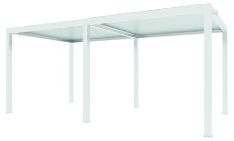 VERDELOOK | Pergola Bioclimatica Atena 120, 3x6 – H.2.5 Metri, Colore Bianco, con Lamelle Frangisole Orientabili, con Grondaia di Scolo, Gazebo in Metallo, Tettoia Giardino