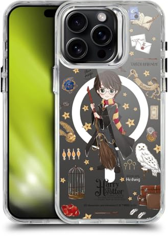 Head Case Designs Officially Licensed Harry Potter Harry Potter Magical Icons Shockproof Bumper Case [Military Grade Protection] Compatible with Apple iPhone 15 Pro Max and Compatible with MagSafe