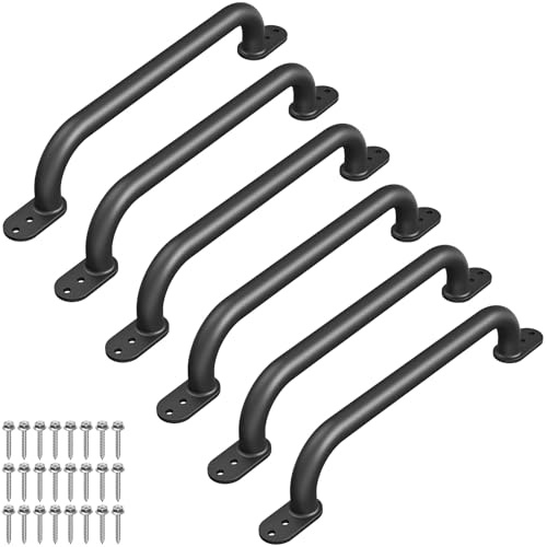 Dolibest Haltegriffe Kinder Klettergiffe Metall/43cm/Flache Schwarz | Klettergerüst Spielplatz Schaukel Monkey Bar Hangelgriffe Hochbett Treppenhandlauf Türgriffe WC Bad Dusche,159kg,Φ2.5cm,6er